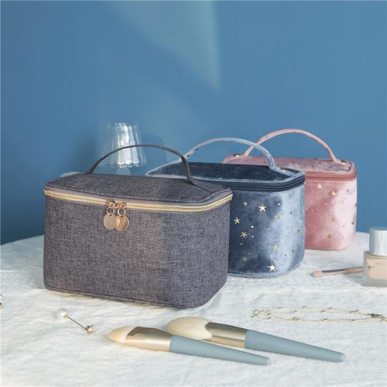 Бархатный футляр для хранения косметики в стиле ретро, ​​органайзер для путешествий со звездой и вышивкой