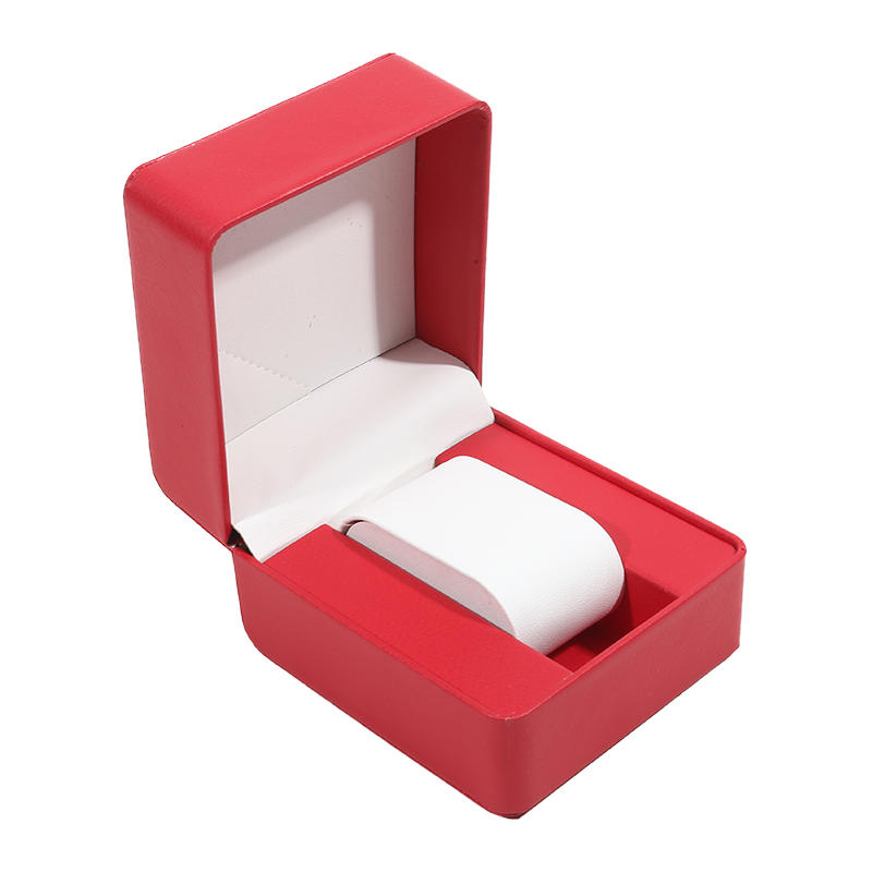 Black Single Watch Gift Box with Pillow PU Leather Wristwatch Display Case Organizer for Men Clamshell PU Leather Watch Cover