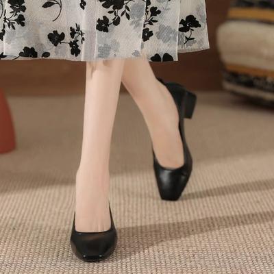 Женская обувь Нескользящие формальные туфли на квадратном каблуке Женские туфли-лодочки Роскошные шикарные и элегантные Социальные популярные модные туфли Подлинная марка