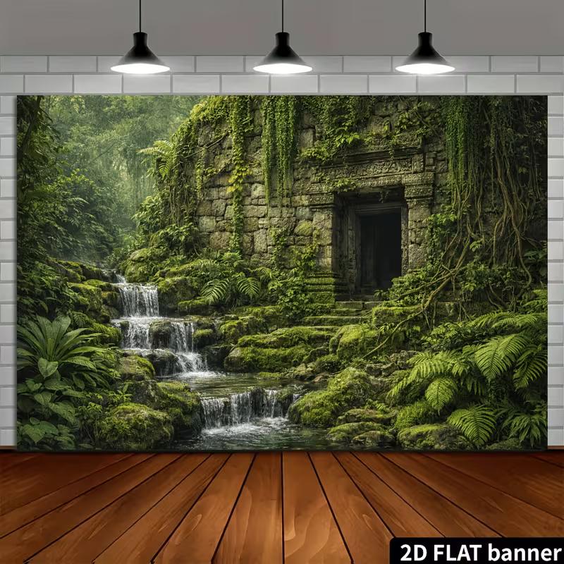 2D Mayan Ruins Backdrop for Adventure, Fantasy and Jungle Themed Photography