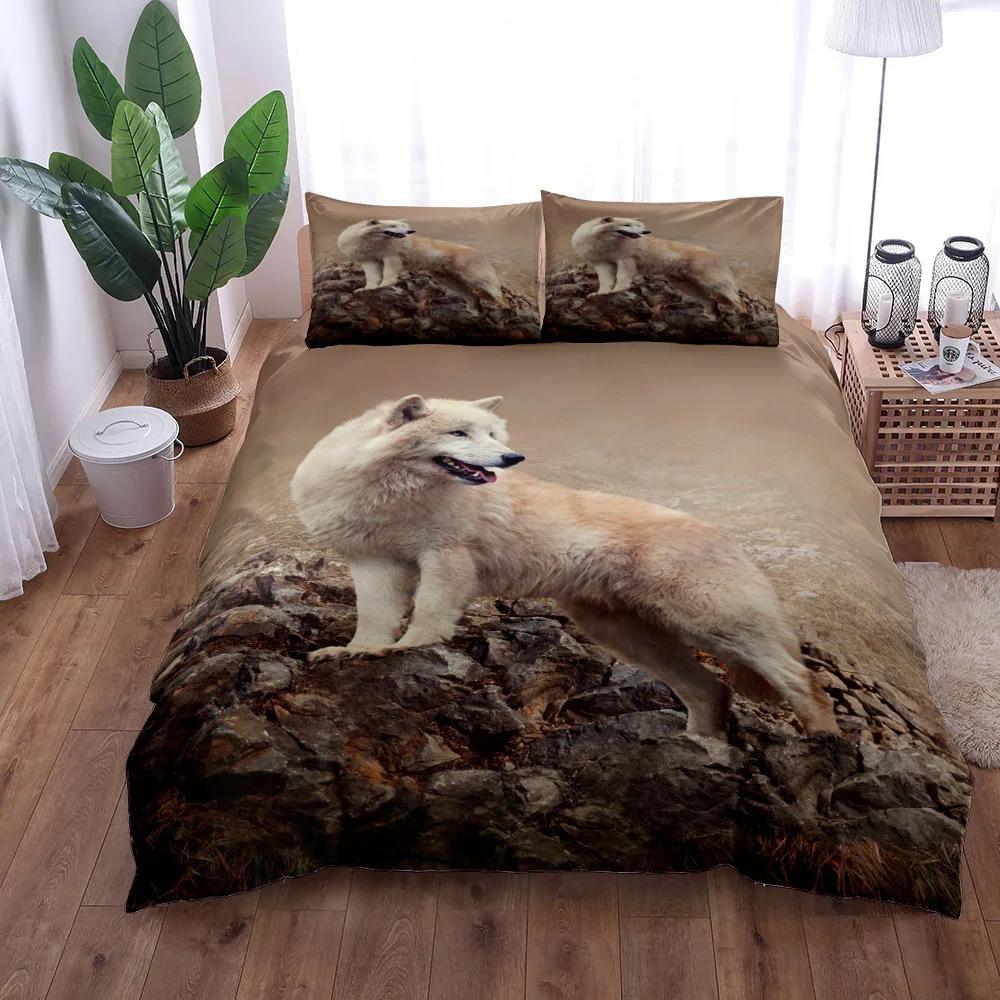 Digital Wolf Duvet/Quilt Cover Set Single Double Large King Size 3D Digital Printed Bed Three-piece Set