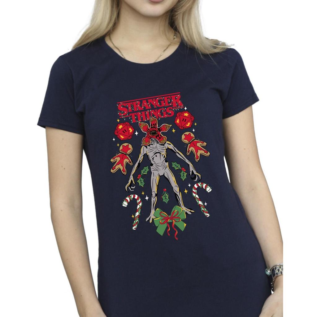 Netflix Womens/Ladies Stranger Things Christmas Demogorgon Cotton T-Shirt