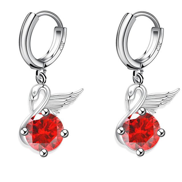 925 штамп посеребренные женские серьги милый гусь подвеска в форме капли разноцветные серьги с цирконом для женщин ювелирные изделия для девочек
