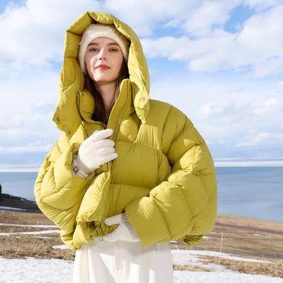 Женская зимняя куртка Sancai 2025 с капюшоном и рукавами «летучая мышь», короткая, на 90% из утиного пуха