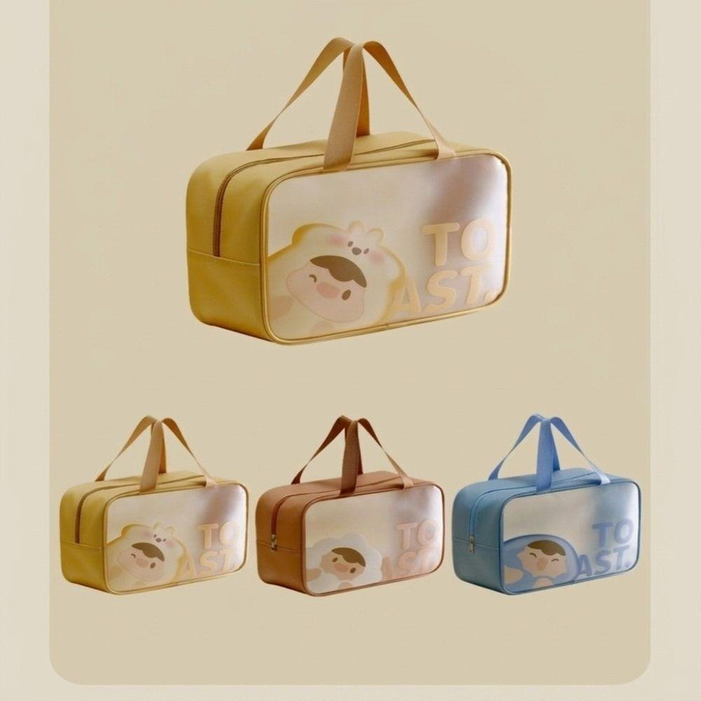 Portable Transparent Wash Bag Frosted Travel Makeup Case Large Capacity Cosmetic Bag Bathing