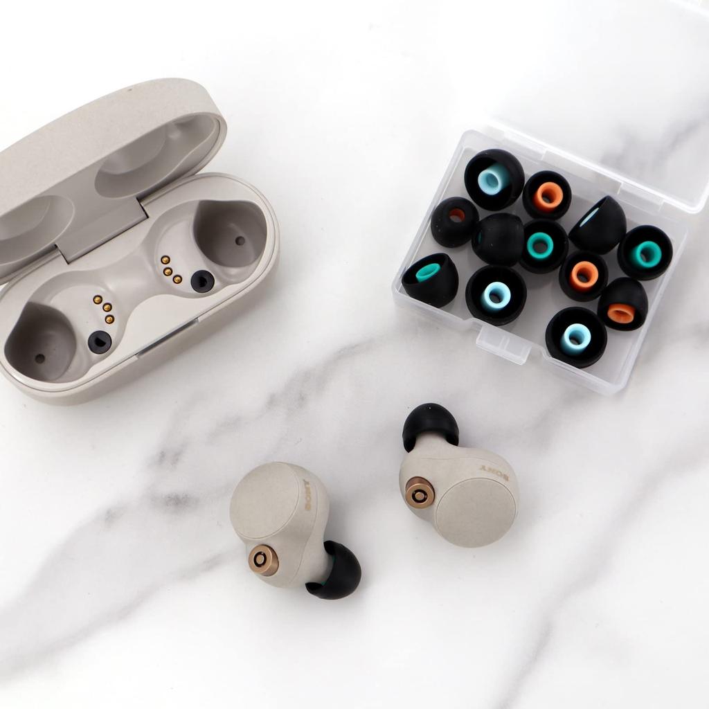 6 Pairs Replacement Eartip Buds for Ear Tips Earphones Flexible Soft Silicone Rubber Skin Accessories Compatible with Sony Black WF-1000XM5 /