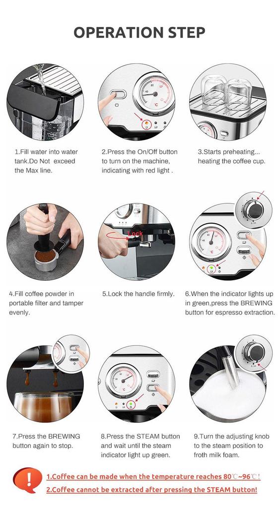 HiBREW H5 1050W Coffee Maker, 20 Bar Semi-Auto Cappuccino Espresso Coffee Machine, 1.5L Capacity, Temperature Display