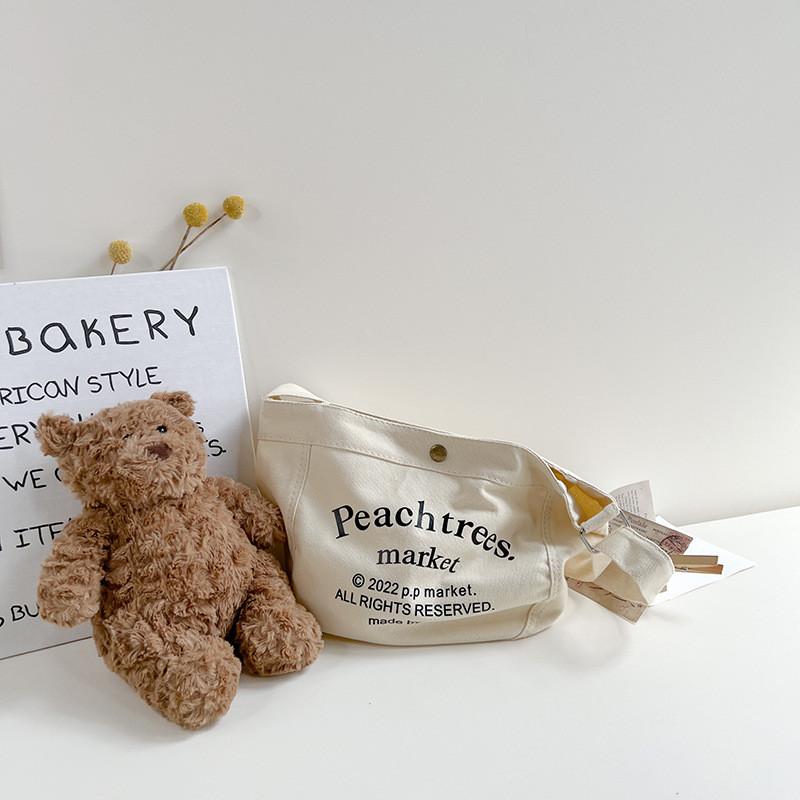 Детская холщовая сумка через плечо с принтом букв и большой вместимостью для повседневного использования