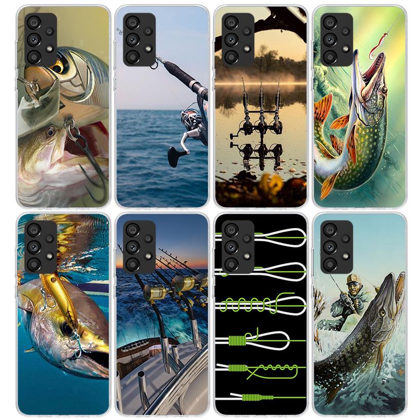Carp Fish Fishing Rod Hook Phone Case For Samsung Galaxy A52 A51 A50S A32 A22 A12 A02S A72 A71 A31 A70 A30S Note 20 Ultra 10 Plu