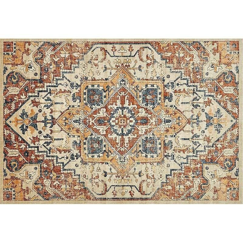 American Retro Ins Style Living Room Ethnic Carpet Decoration Bedroom Anti Slip Washable Bedroom Fully Rug Large Area Office Mat