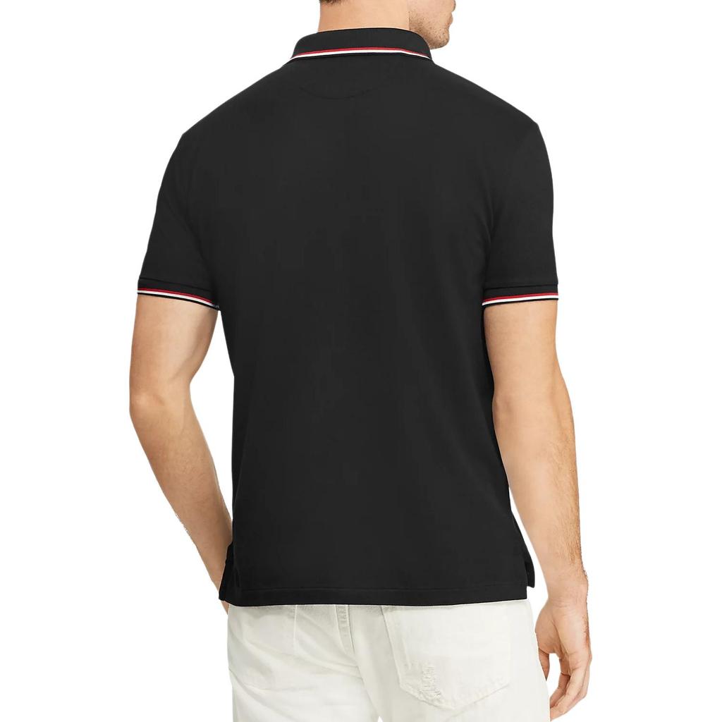 Polo Ralph Lauren SS25 Хлопковое поло с коротким рукавом и полосатой отделкой Мужские топы 710750897-001