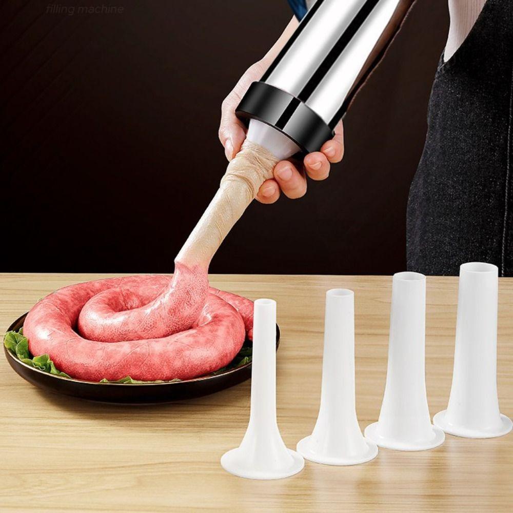 Widened Tube Sausage Filler Stainless Steel Sausage Stuffer Meat Tool Sausage Maker Home