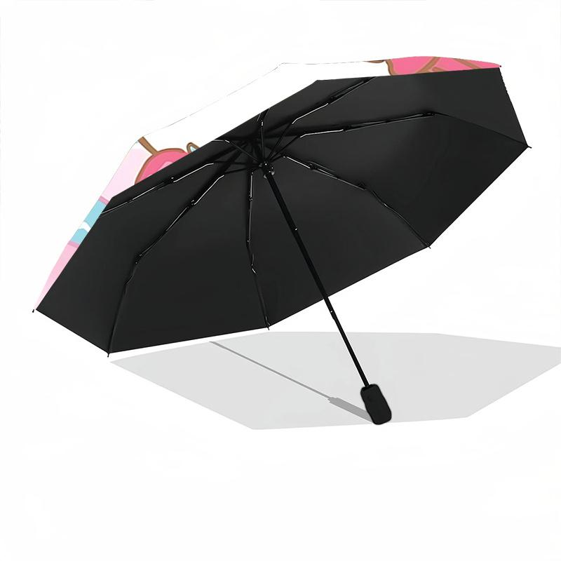 1pc Hello Kitty Ice Cream Sundae with Pink Bow Automatic Opening Umbrella, Portable Folding Design, 8-Bone Iron Frame Outdoor Umbrella, Perfect Gift f