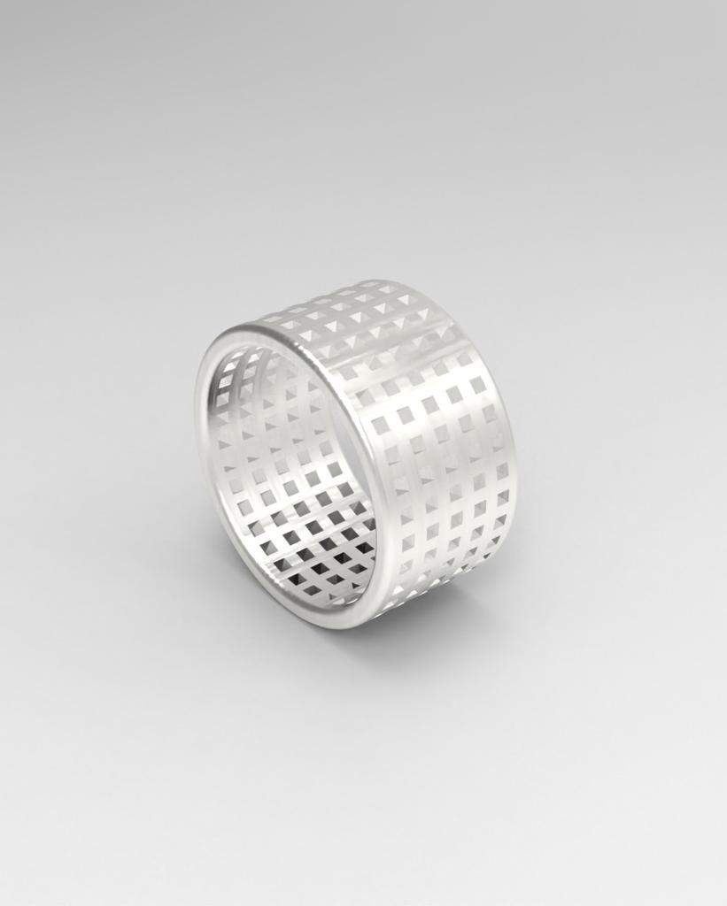 Кольцо Reneobjet Win Square (5R) [Стерлинговое серебро] Серебряное кольцо 925 пробы с геометрическим узором Точка
