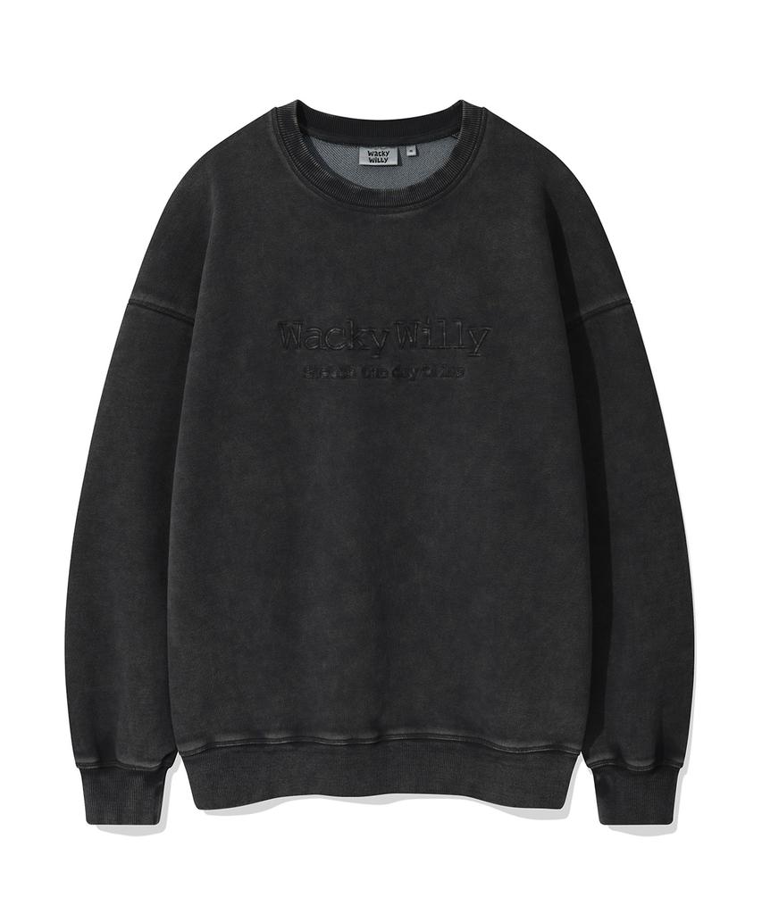 WACKY WILLY Typographic One-Point Washed Sweatshirt Charcoal