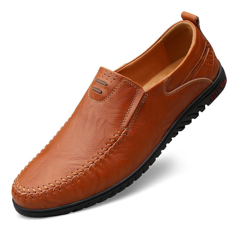 Обувь в горошек, мужские кожаные туфли для вождения с мягкой подошвой, мужская повседневная обувь, мужская обувь в горошек на плоской подошве