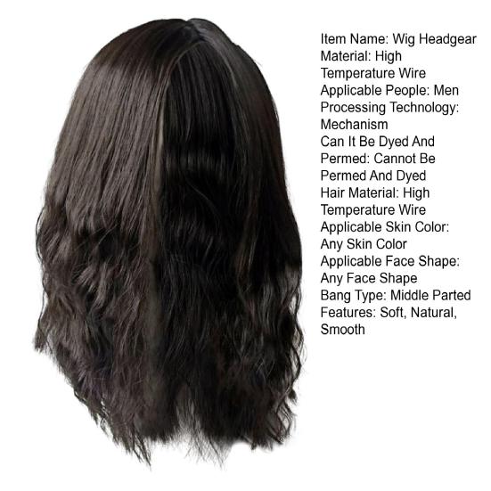 Men Wig Headgear Curly Blond Vintage Shoulder Length Handsome Corn Perm Chemical Fiber Full Head Set Soft Natural Hair Extensions