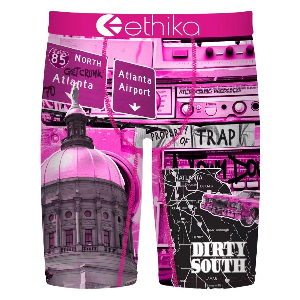 Мужские дышащие квадратные трусы ETHIKA: Модные спортивные плавки с принтом, плавки для фитнеса, пляжные штаны.