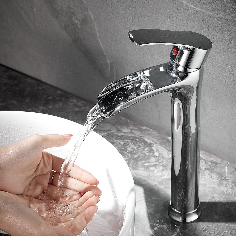 Modern Basin Faucets Waterfall Bathroom Faucet Single Handle Basin Mixer Tap Bath Faucet Brass Sink Water Crane Gold 855987