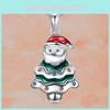 Geometric Christmas Santa Pendant Necklace Inlaid Alloy Holiday Celebration