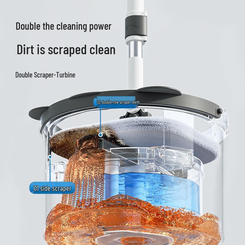 Вращающаяся швабра Meitianle: Разделение чистого и грязного, Ленивый бытовой инструмент для уборки, Прочная штанга, Тренд.