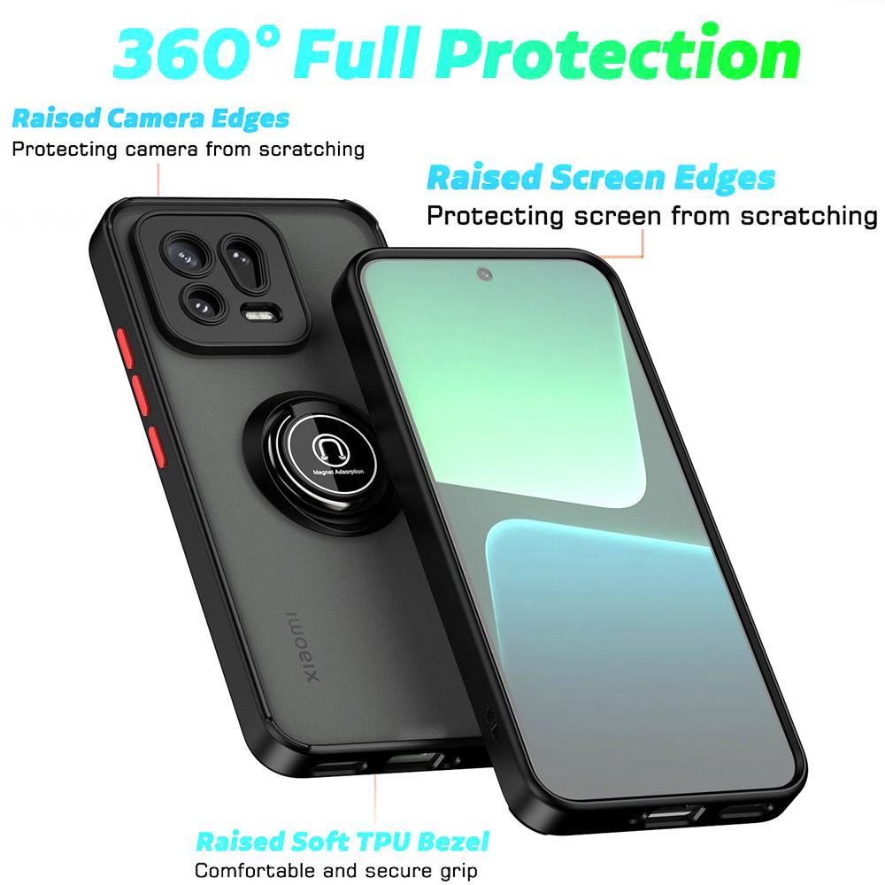 KEYSION Модный матовый чехол для Xiaomi 13 Pro 5G, прозрачный силиконовый + подставка для кольца из поликарбоната, противоударный чехол для телефона для Xiaomi Mi 13 Pro