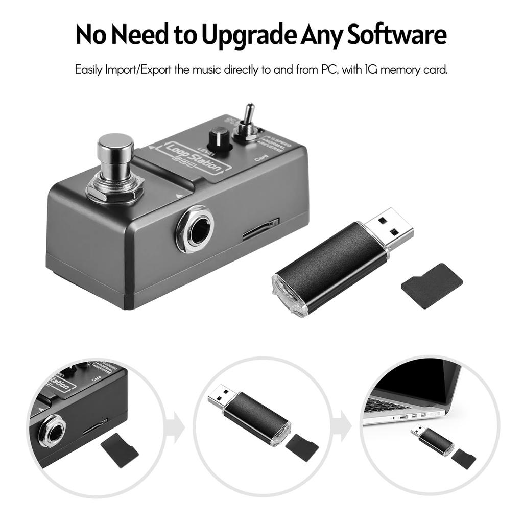 Ammoon Loop Station Mini Guitar Looper Effect Pedal 10 Minutes Recording Time 3 Working Modes True Bypass Full Metal
