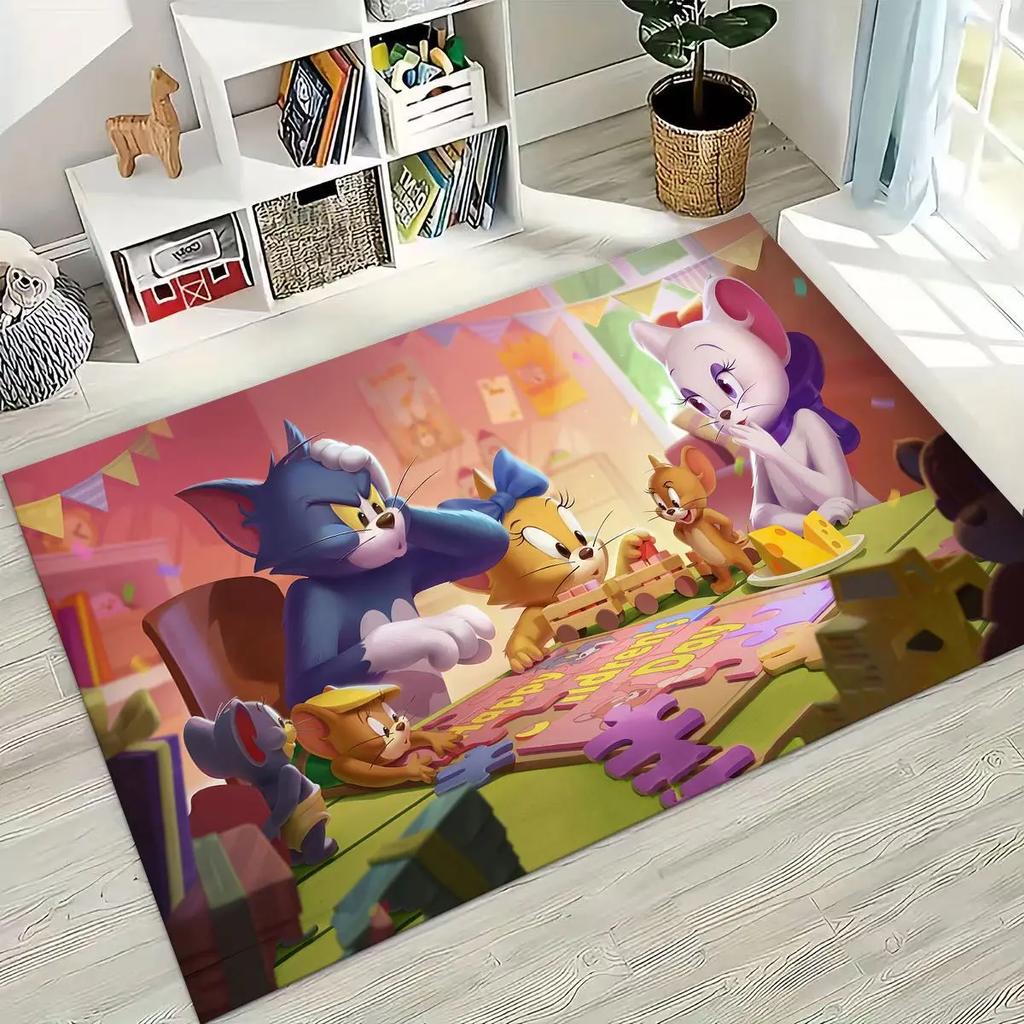 3D ковер с рисунком мультфильма Том и Джерри (Кот и Мышь) для спальни, гостиной, дивана, прихожей, большой нескользящий напольный коврик для детей