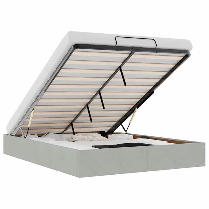 VidaXL Cadre de lit ottoman sans matelas gris clair 140x200 cm velours, cadre de lit, cadre de lit ottoman, cadre de lit 3310967