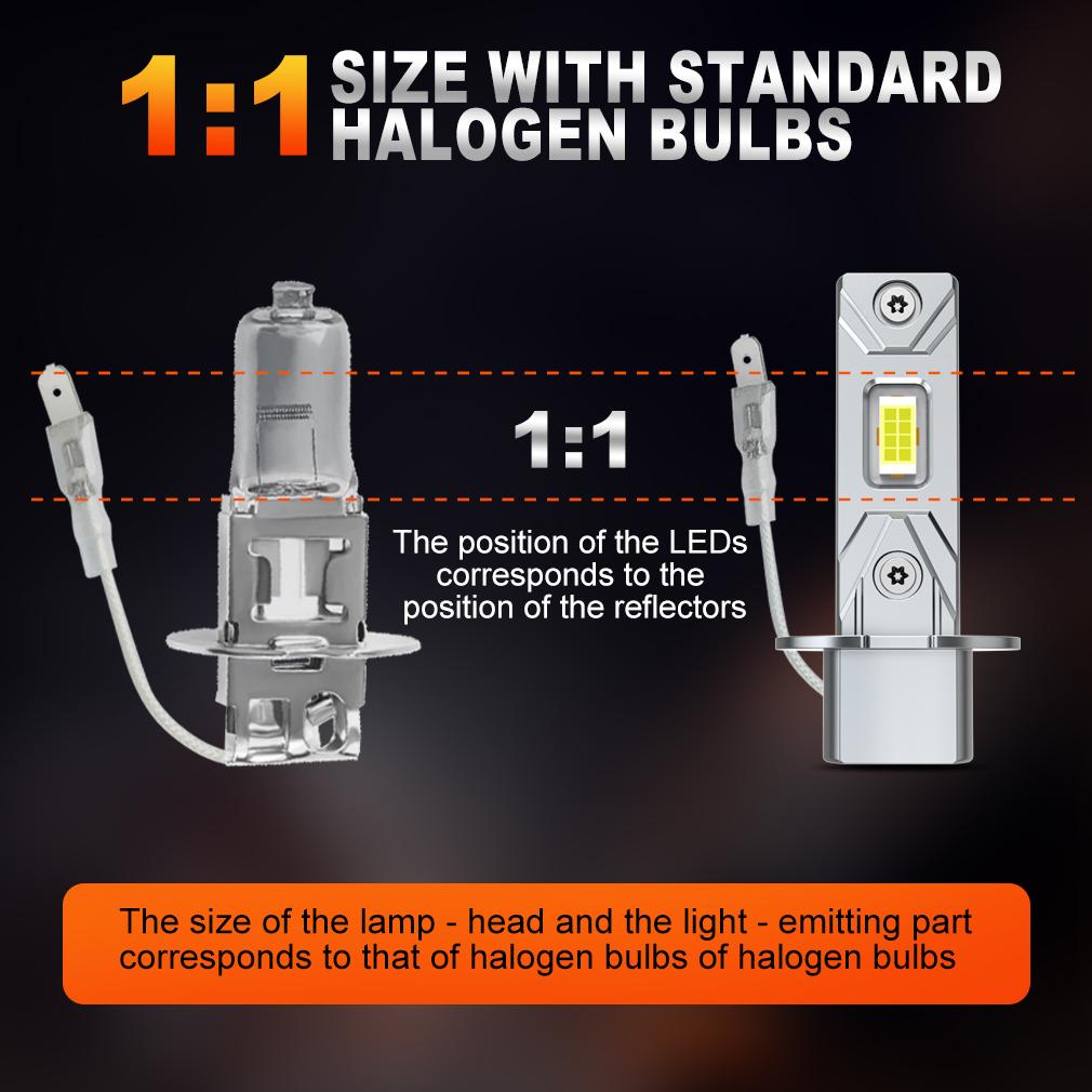 2 шт. 12000 лм H3 светодиодные лампы противотуманного света Мини H3 светодиодная противотуманная фара 30 Вт 16-ядерный CSP для автомобиля Бесшумный дневной ходовой свет Автомобильные дневные ходовые огни 12 В 6500 К Белый