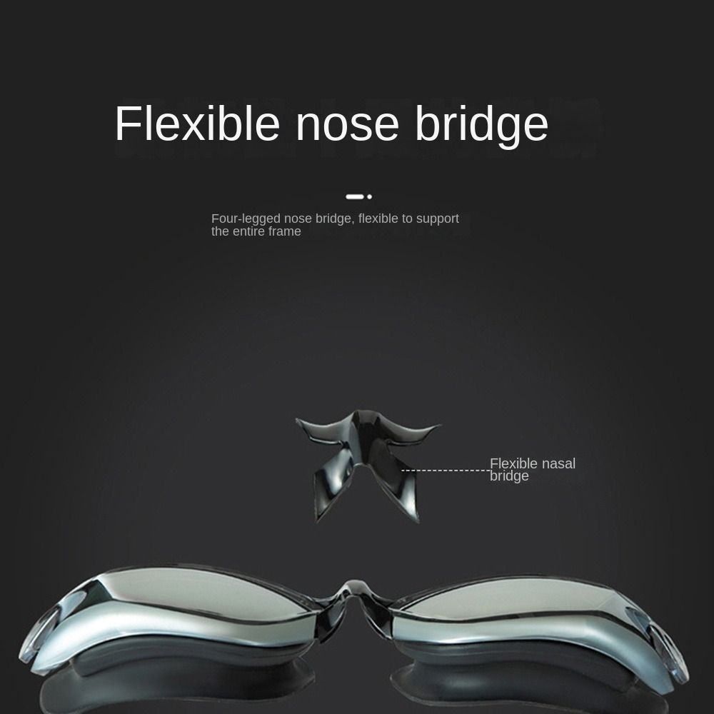 Adjustable Silicone Swim Cap Anti-fog Electroplated Flat Glasses Diving Eyewear  Water Sports