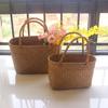 Seagrass Woven Basket Handmade Flower Basket Boho Beach Tote Storage Organizer for Home Decor Wedding Party DIY Craft