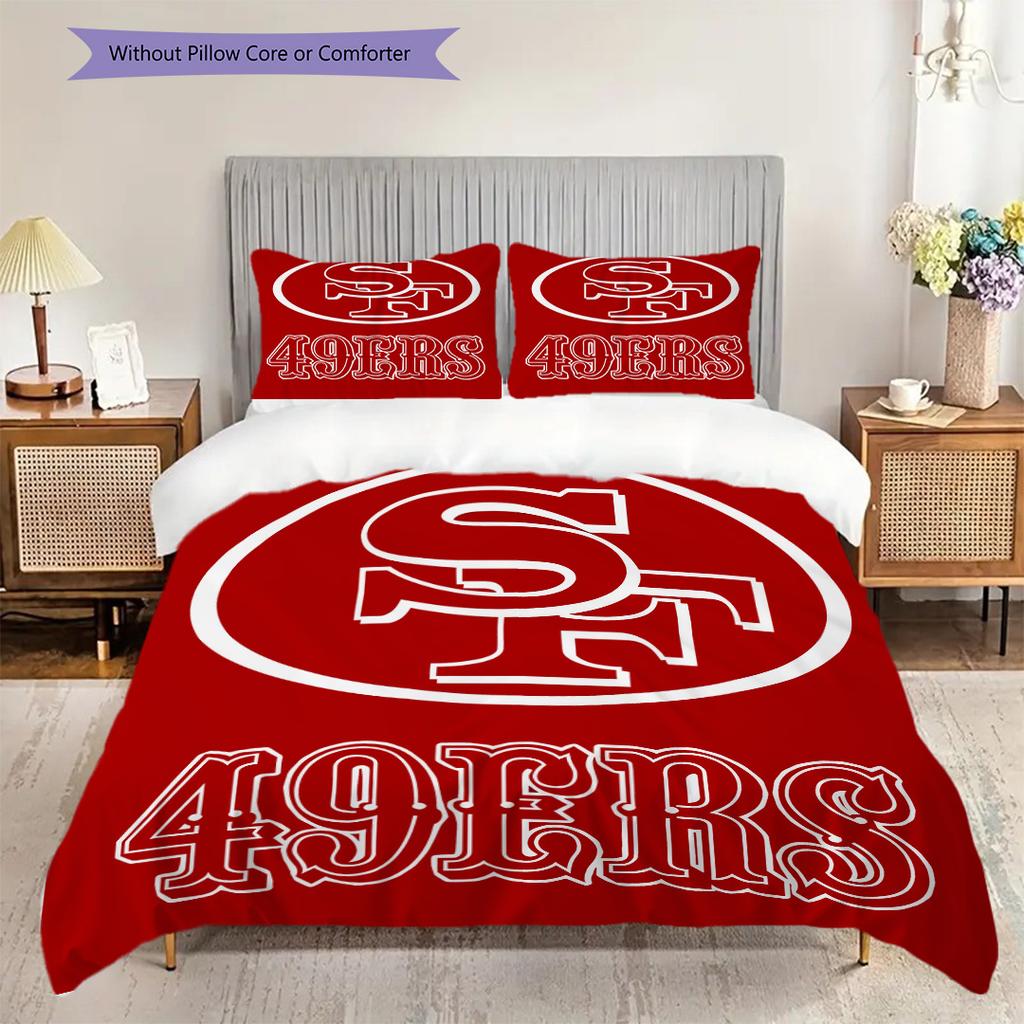 San Francisco 49ers Pattern Bedding Quilt Set Quilt Cover Pillowcase Home Decoration Birthday Gift (1 * duvet cover + 2 * pillowcase, without core)