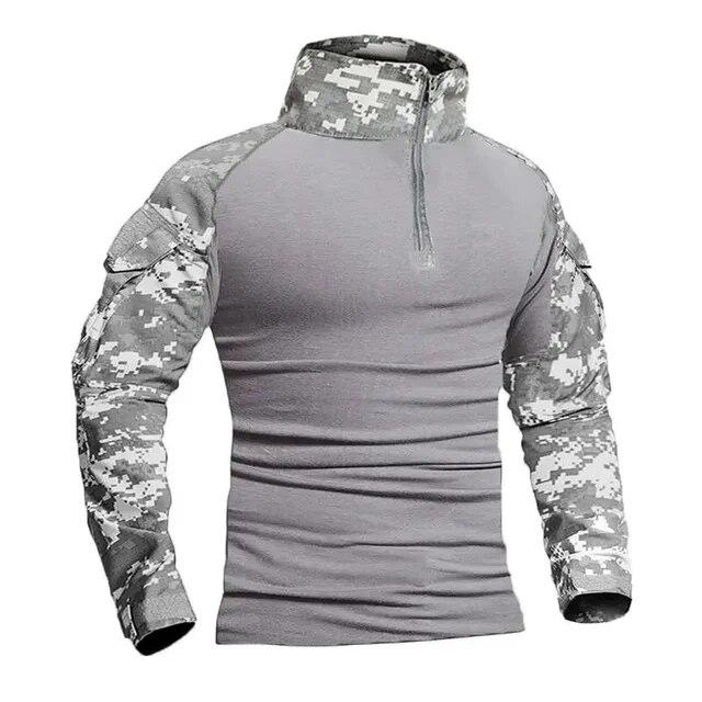 Men's Outdoor Tactical Hiking T-Shirts,Military Army Camouflage Long Sleeve Hunting Climbing Shirt,Male Breathable Sport Clothes