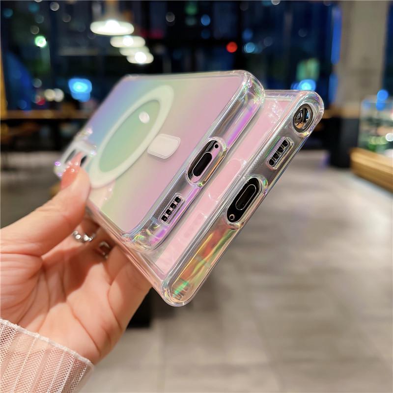 Чехол для телефона Samsung S26 Ultra с лазерным градиентом, магнитный, для ZFold 6/7, акриловый, S25+, ударопрочный