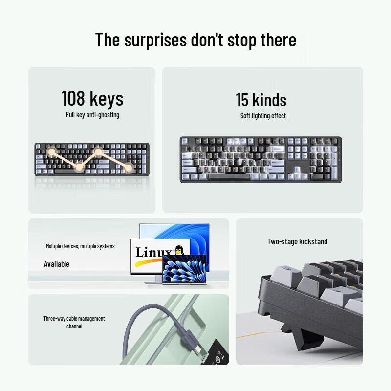 UGREEN 108-Key Silent Red Switch Mechanical Keyboard