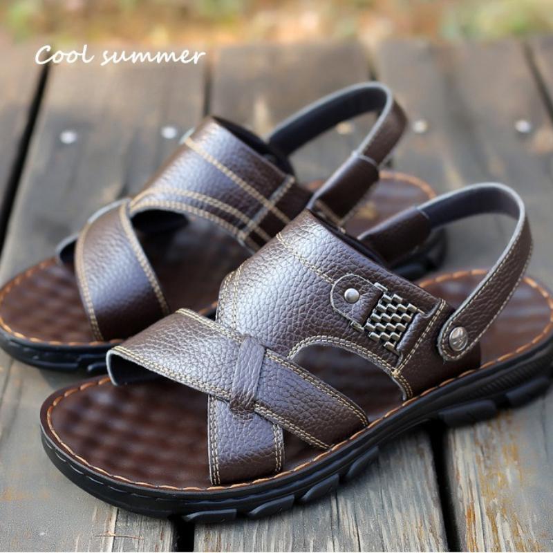 Модные классические мужские сандалии однотонные из ПУ кожи мужские летние пляжные шлепанцы повседневные удобные сандалии с открытым носком мягкие сандалии-гладиаторы