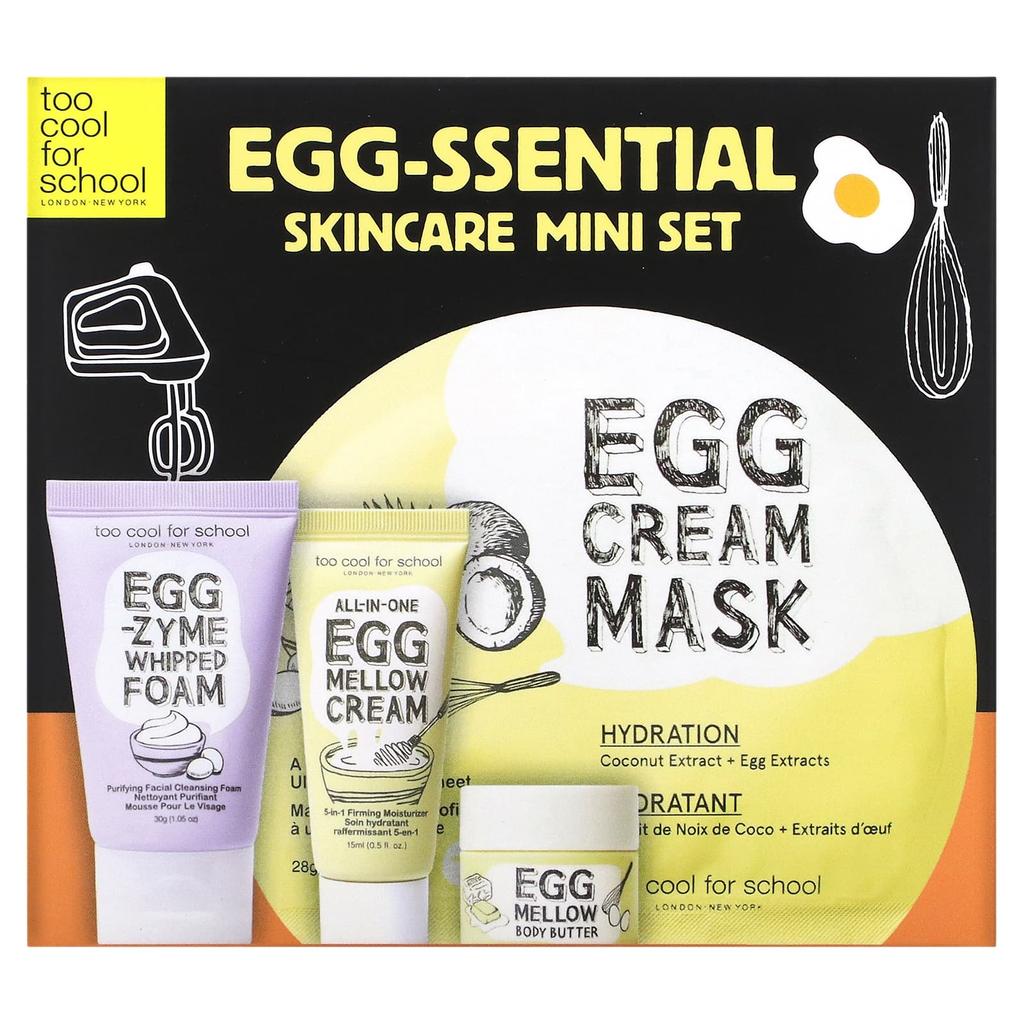 Too cool for school Egg-Sential Skincare Mini Set, 4 Piece Set