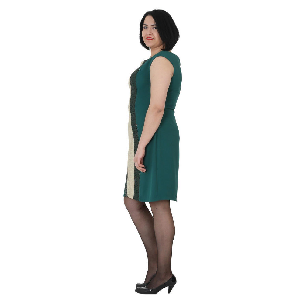 Fierte Жен. Большой размер Вечернее платье LG6608 Круглый вырез Без рукавов Креп С блестками Сочетание пайеток Короткие Красный Бордовый Сакс Синий Фуксия Изумрудный Фиолетовый