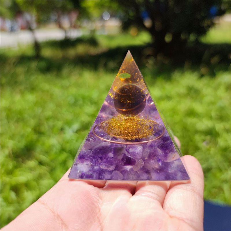 Luxurious Amethyst Pyramid Crystal Energy Orgone Home Ornament Perfect For Relaxation And Gift Giving