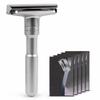 Adjustable Safety Razor Double Edge Classic Mens Shaving Mild To Aggressive 1-6 File Hair Removal Shaver It with 5 Blades