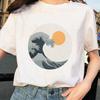 Акварельная мультяшная футболка Тренд Стиль Женские футболки Милый принт Круглый вырез Летний топ Белая одежда Свободные женские белые футболки
