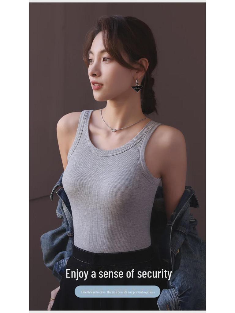 Женский топ из хлопка и модала в рубчик с нагрудными вкладышами, цельный низ, нижнее белье больших размеров с защитой от воздействия внешней среды