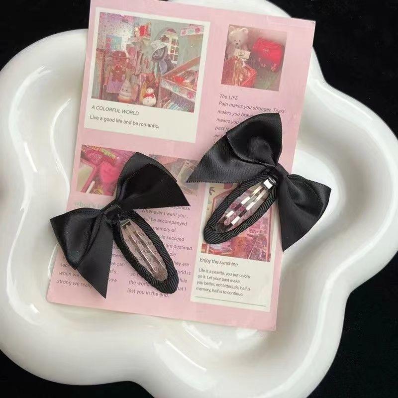 2 шт. новые милые принцессы, черно-белые атласные заколки для волос с бантом для девочек, детские головные уборы, заколки для волос, заколки, аксессуары для волос