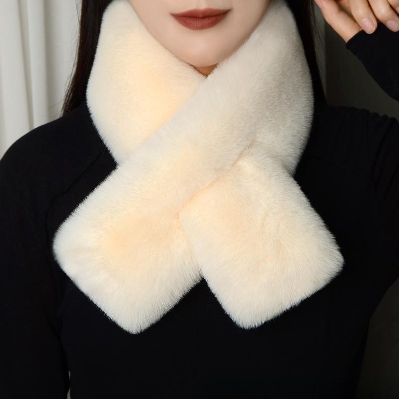 1 шт. Зимний унисекс искусственный мех теплый утолщенный шарф мягкий женский модный универсальный плоский крест шарф