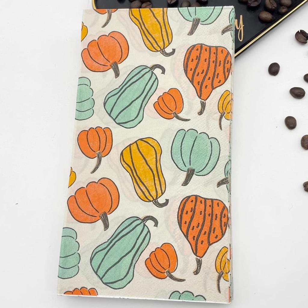 Thanksgiving Pumpkin Fall Paper Napk Disposable Decorative Pumpkin Guest Towel Napk Paper for Halloween Thanksgiving Autumn Holiday (2-Ply, 20-Count)