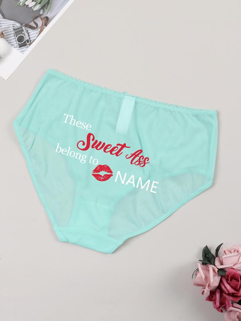 Women's Sexy Panties Custom Words Heart Pattern Comfortable Panties Low Waist Briefs