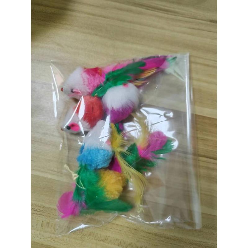 Cat Toys, Plush Little Mice, Seven-color Feathers, Cat Toys, Plush Sound-making Big Mice, Cat Self-entertainment Toys