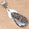 Pendant Leopard Skin Jasper Gemstone Valentine'Day Ethnic Silver Jewelry 2"