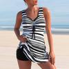 Women Sexy Large Size Floral Print Swimsuit Female Summer Two Piece Tankini Set Fashion Monokini Beachwear Bath Suit